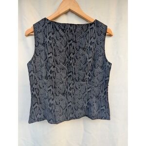 Vintage 90s Due Per Due Top Womens 10P Black Flocked Velvet Python Goth‎ Blouse